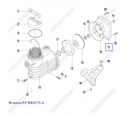 Крышка задняя (фланец) насоса KNG, KS, EP - RKS 172.A/ RBH0008.02R (RPUM0017.02R)